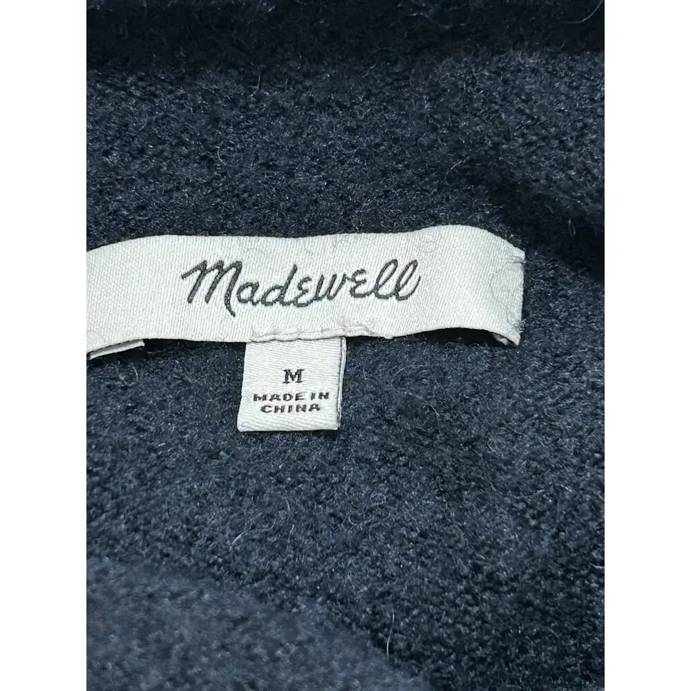 Madewell Women’s M Navy Blue Orange Coziest‎ Yarn Whitworth Sweater Alpaca